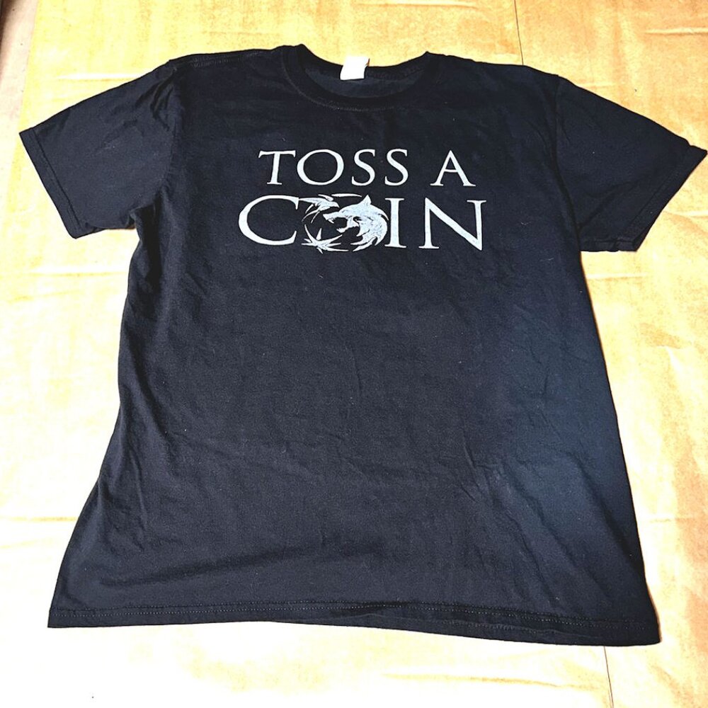 Toss-a-Coin Witcher Black T-shirt, Unisex Large